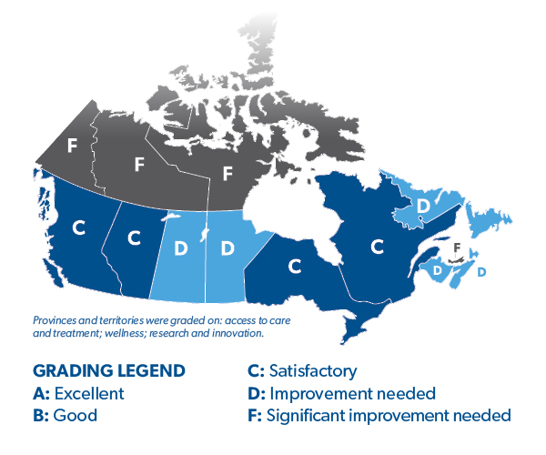 Canada map with the grades