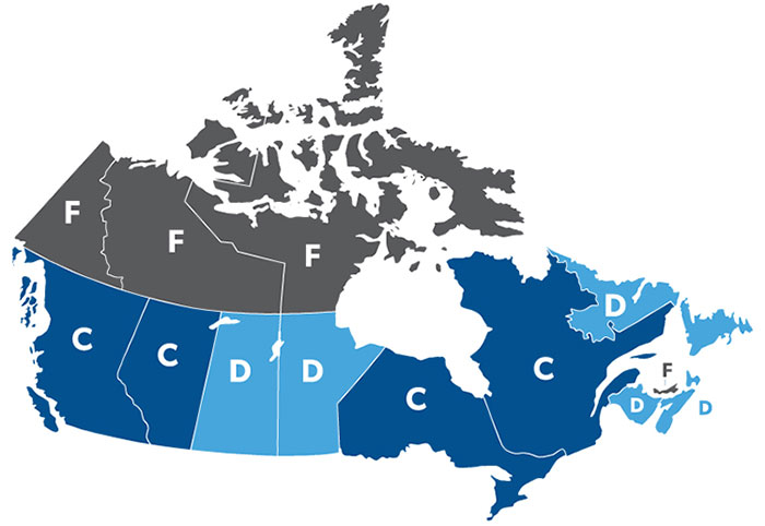 Canada map with provincial scores