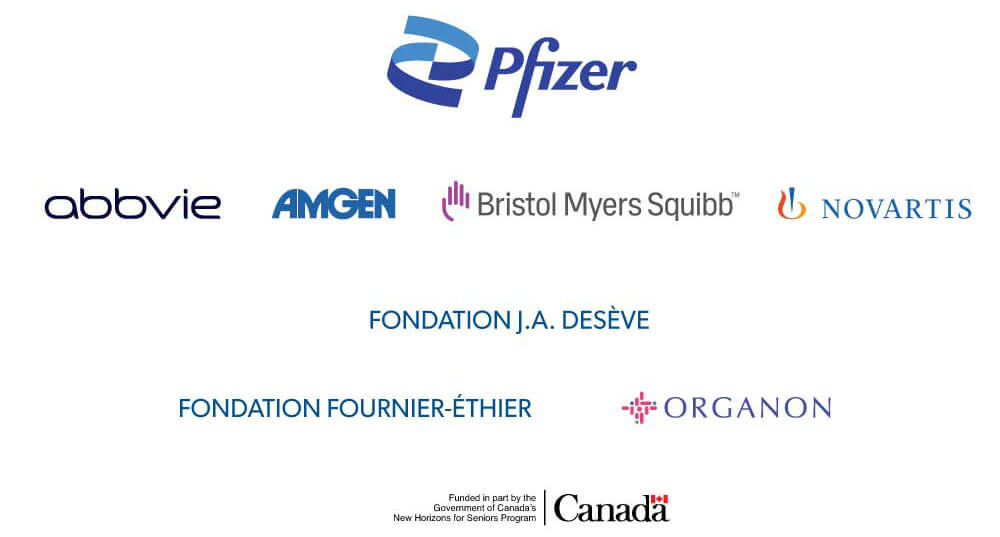 Sponsors list: pfizer, abbvie, amgen, bristol myers squibb, novartis, fondation j.a.desève, fondation fournier-éthier - organon