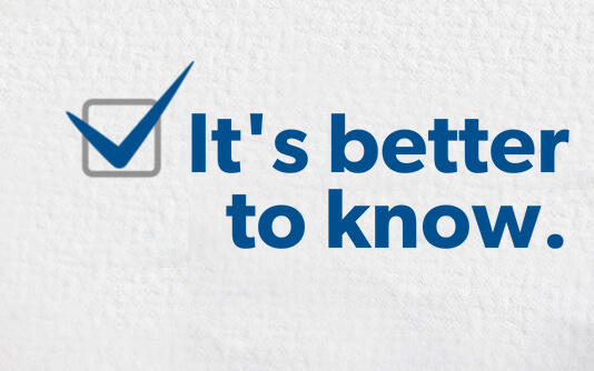 Image with a check mark in a box and the sentence: It's better to know.