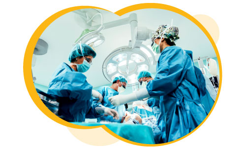 Surgeon performing hip replacement surgery