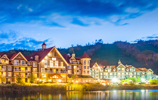 Blue Mountain in the evening with lights