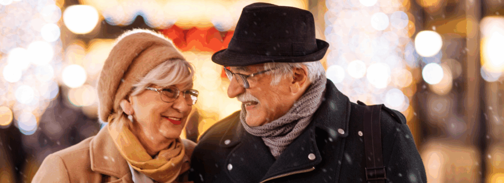 elderly couple enjoying themselves