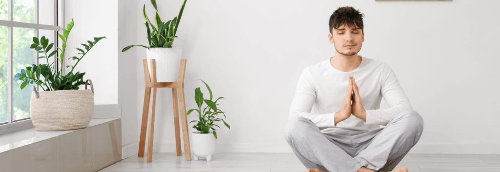 man practicing mindfulness