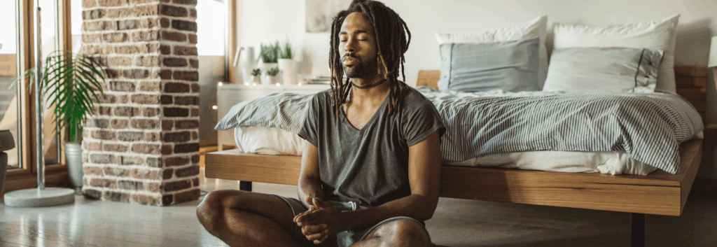 man practicing mindfulness